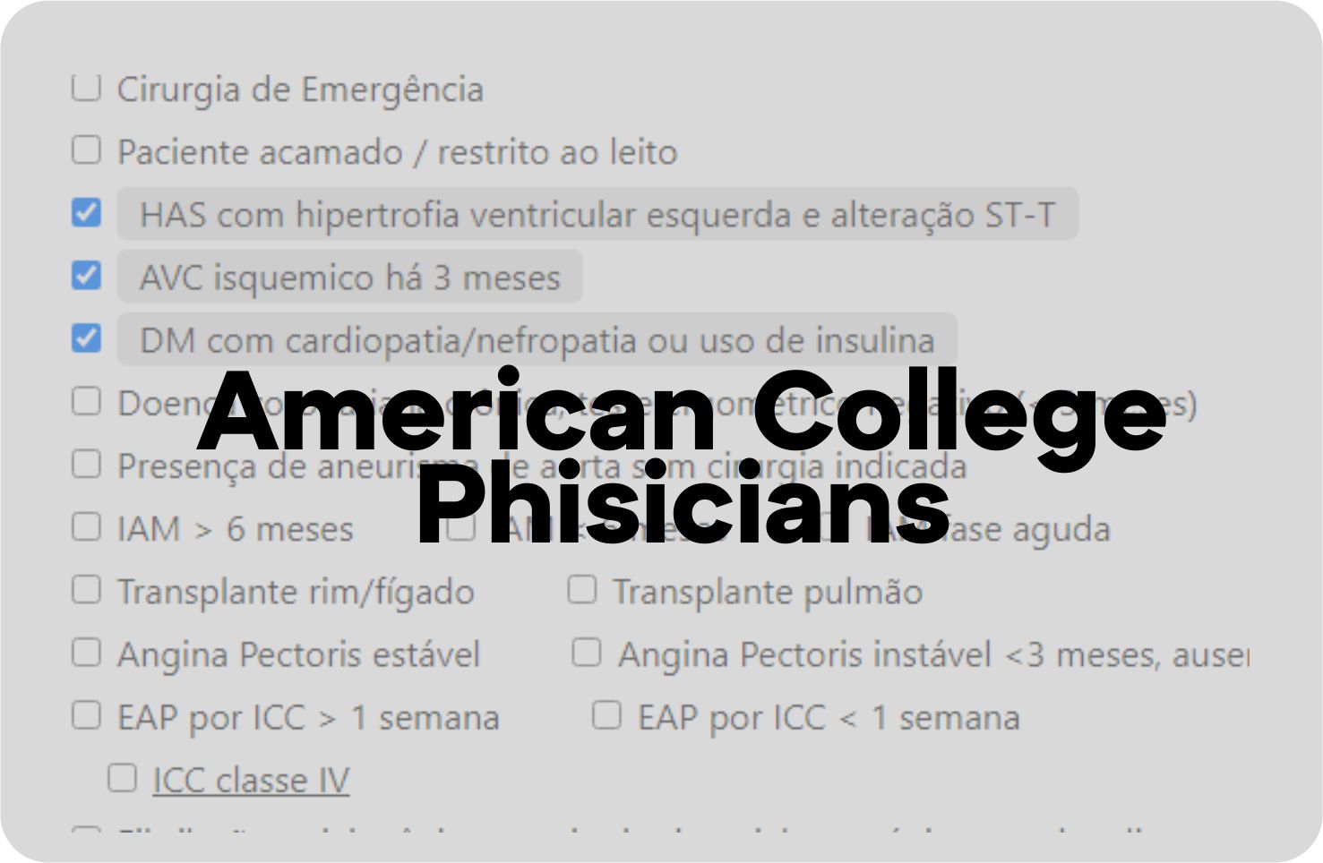 Calculadora de Risco Cirúrgico pela American College os Phisicians
