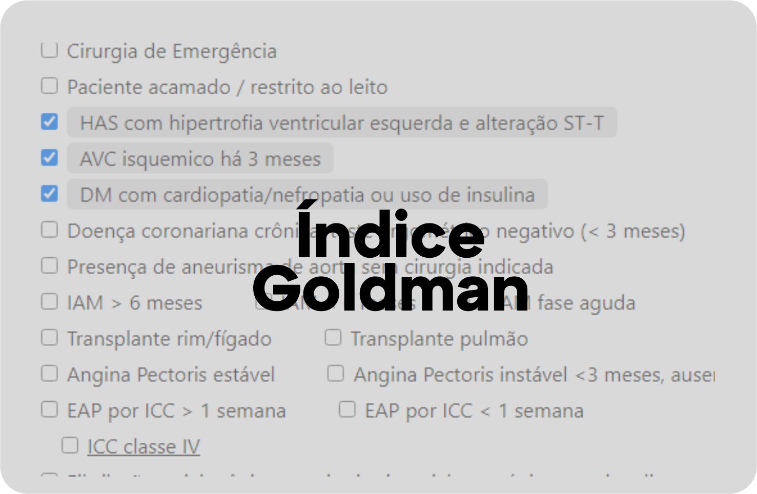 Calculadora de Risco Cirúrgico MultiFatorial de Goldman