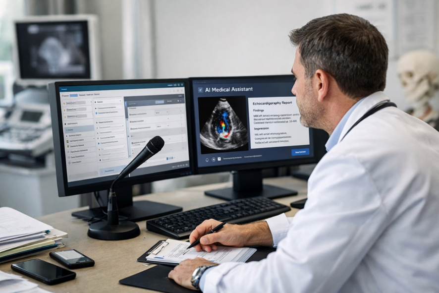 Inteligência artificial na medicina aplicada à análise de exames e produção de laudos médicos digitais.